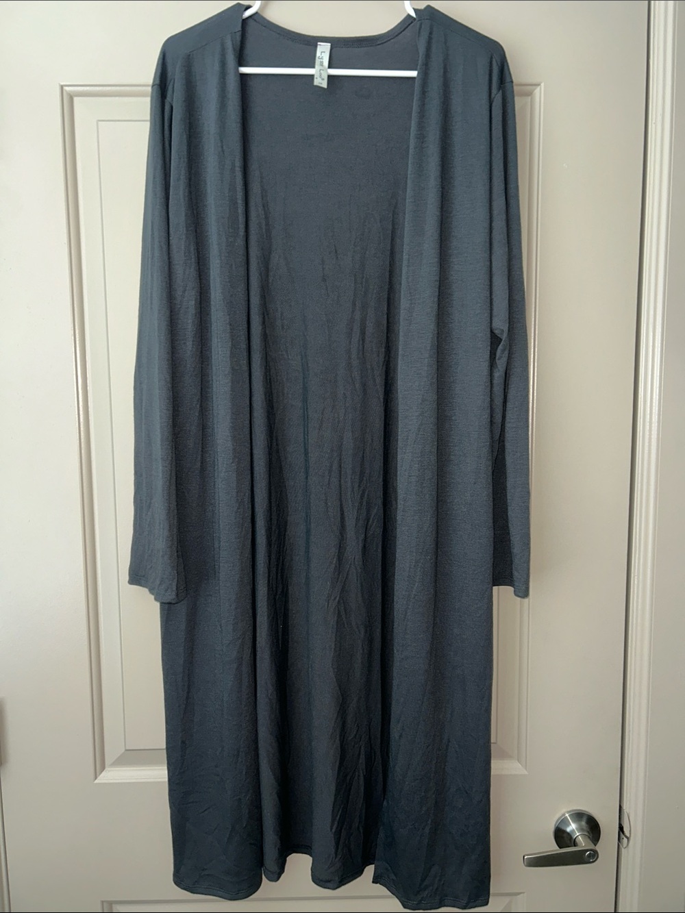 Lyss Loo Long Open Front Cardigan in Charcoal